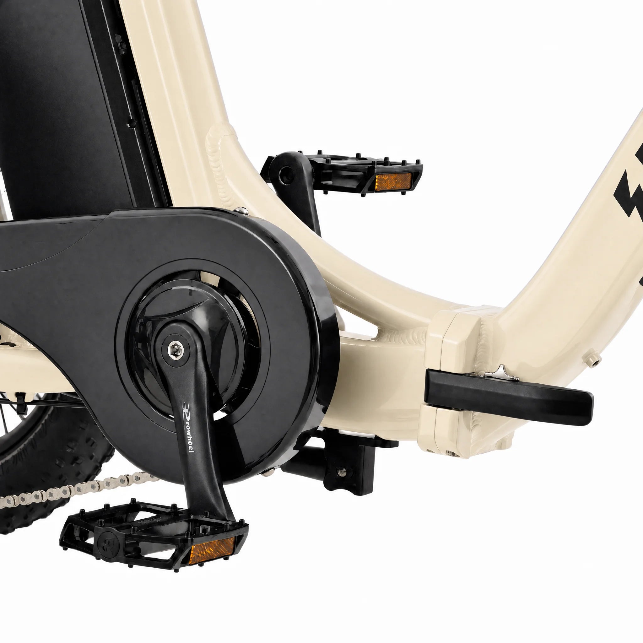 Close-up of a bicycle's gear system with a white background #color_cream