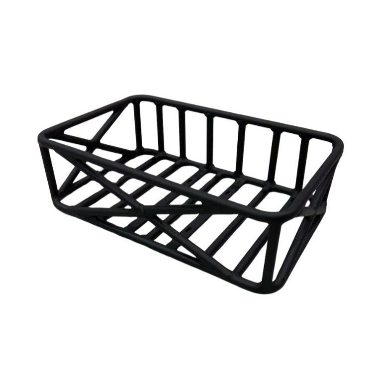 Black wire basket on a white background
