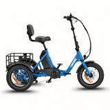 Blue electric tricycle with a basket on a white background #color_sky-blue