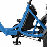 Blue bicycle frame with a black seat on a white background #color_sky-blue