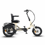 White electric tricycle with a seat on a white background #color_cream