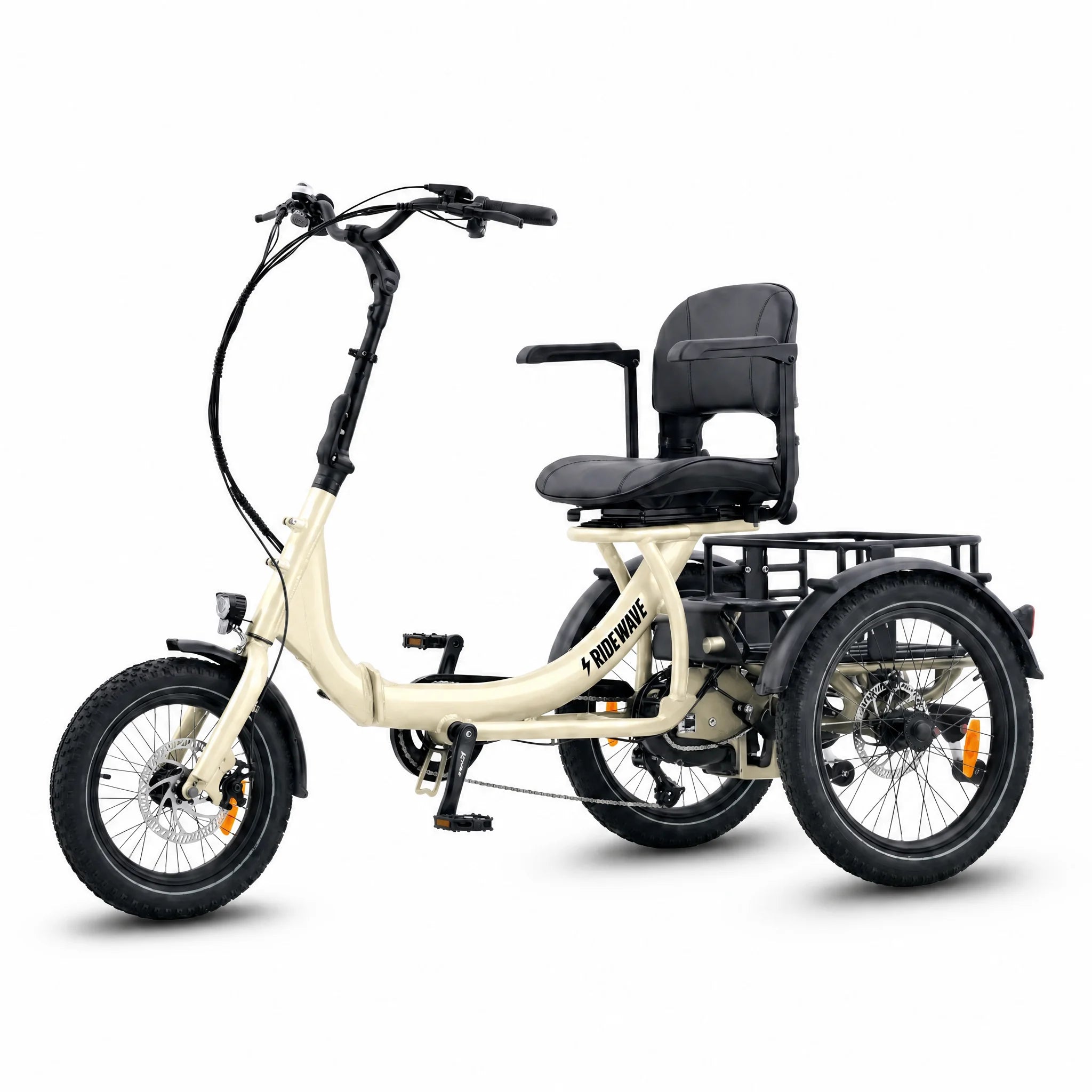 Beige tricycle with a seat on a white background #color_cream
