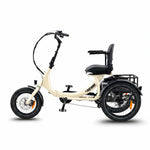 White tricycle with a seat and handlebars on a white background #color_cream