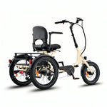 Three-wheeled electric bike with a seat on a white background #color_cream