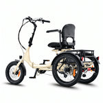Beige electric tricycle with a seat on a white background #color_cream