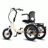 Beige electric tricycle with a seat on a white background #color_cream