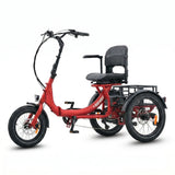 Red electric tricycle with a seat on a white background #color_red