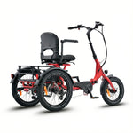 Red tricycle with a seat on a white background #color_red