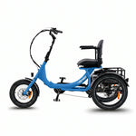 Blue electric tricycle with a seat on a white background #color_sky-blue