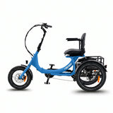 Blue electric tricycle with a seat on a white background #color_sky-blue