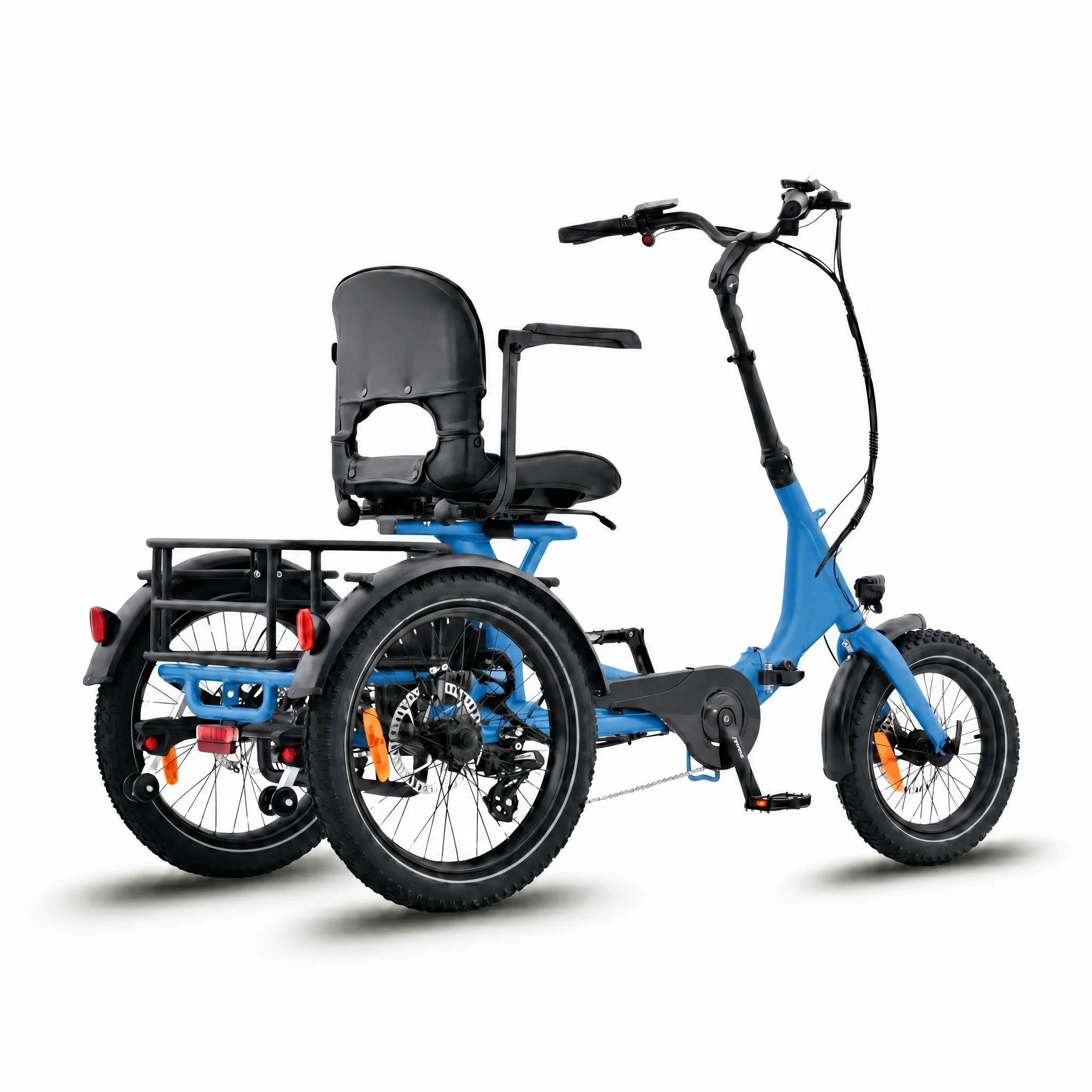 Blue tricycle with a seat and handlebars on a white background #color_sky-blue