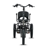 #color_graphite Platypus Folding Electric Trike front view with upright handlebars