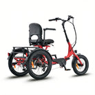 #color_red Red electric tricycle with a seat on a white background