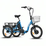 Blue electric tricycle with a basket on a white background #color_sky-blue