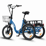 Blue electric tricycle with a basket on a white background #color_sky-blue