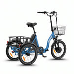 Blue tricycle with a basket and cargo rack on a white background #color_sky-blue