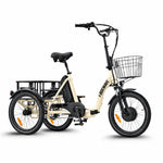 Beige electric tricycle with a basket on a white background #color_cream