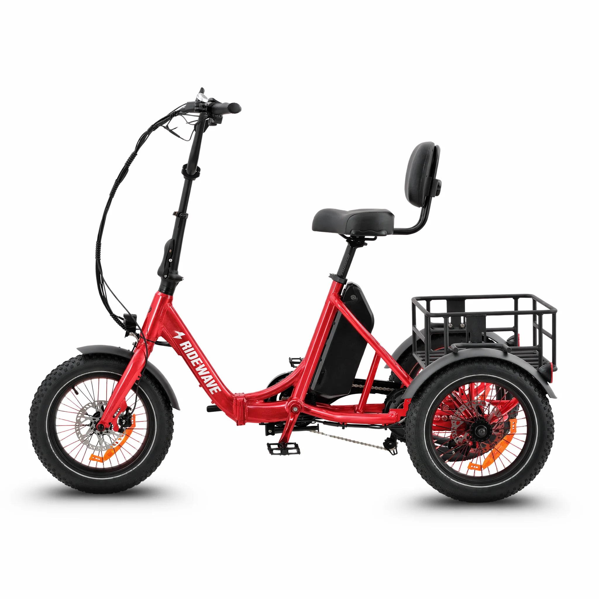 Close-up of a red motorcycle frame with visible mechanical components on a white background #color_red