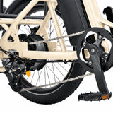 Close-up of an electric bike's chain and gear system on a white background #color_cream
