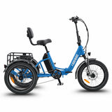 Blue electric tricycle with a seat and basket on a white background #color_sky-blue