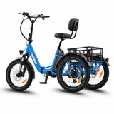Blue electric tricycle with a seat and basket on a white background #color_sky-blue