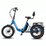 Blue electric tricycle with a seat and basket on a white background #color_sky-blue