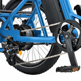 Close-up of a blue bicycle with chain and gear system on a white background #color_sky-blue