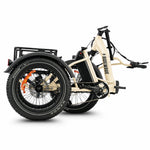 Beige electric tricycle with a cargo rack on a white background #color_cream