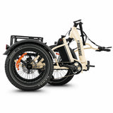 Beige electric tricycle with a cargo rack on a white background #color_cream