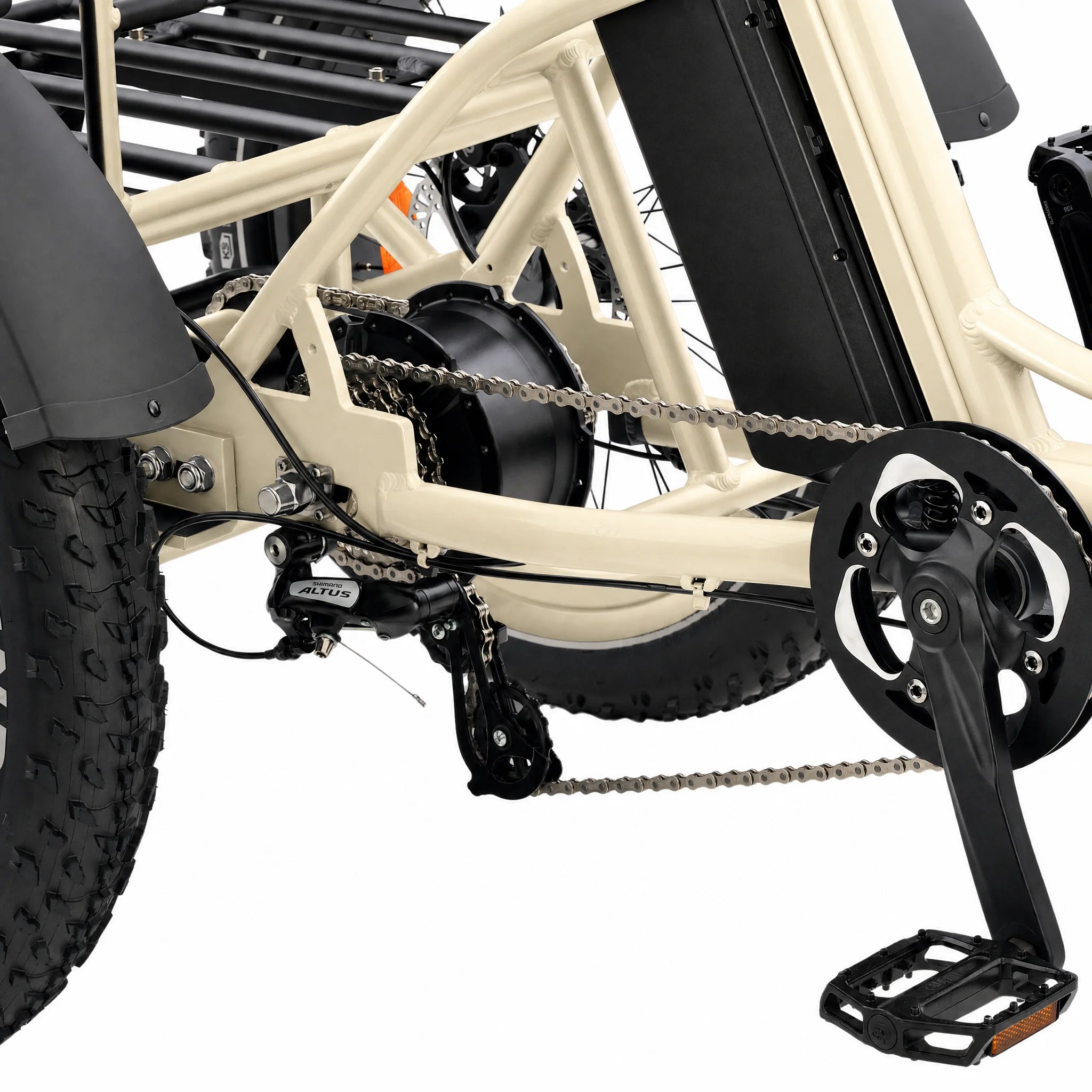 Close-up of a mechanical system on a vehicle with a white background #color_cream