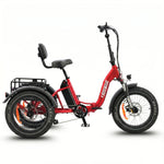 Red electric tricycle with a seat on a white background #color_red