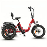 Red electric tricycle with a seat on a white background #color_red