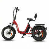 Red electric tricycle with a seat on a white background #color_red
