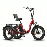 Red electric tricycle with a seat on a white background #color_red