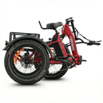 Red electric tricycle with a sidecar on a white background #color_red