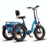 Blue electric tricycle with a seat on a white background #color_sky-blue