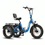 Blue electric tricycle with a seat on a white background #color_sky-blue