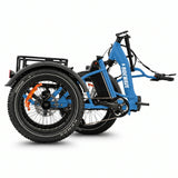 Blue electric tricycle with a sidecar on a white background #color_sky-blue
