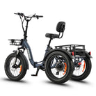 #color_slate-blue Electric tricycle with a basket and seat on a white background