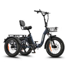 #color_slate-blue Slate blue electric tricycle with a basket on a white background