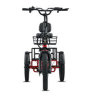 all-groups Red and black tricycle with a basket on a white background