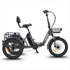 #color_graphite Gray electric tricycle with a basket on a white background