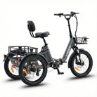 #color_graphite Gray electric tricycle with a basket on a white background