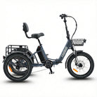 #color_slate-blue Gray electric tricycle with a basket on a white background